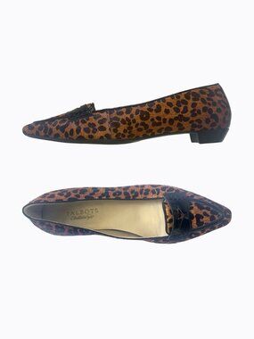 Talbots Bond9 Baby Leopard Heel Flat 7.5B Brown Black Leather Calf Hair Y2K 90s